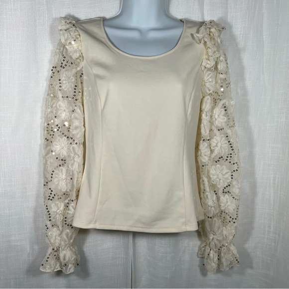 Andrew Marc New York Floral Lace Long Sleeve Blouse - Picture 1 of 7